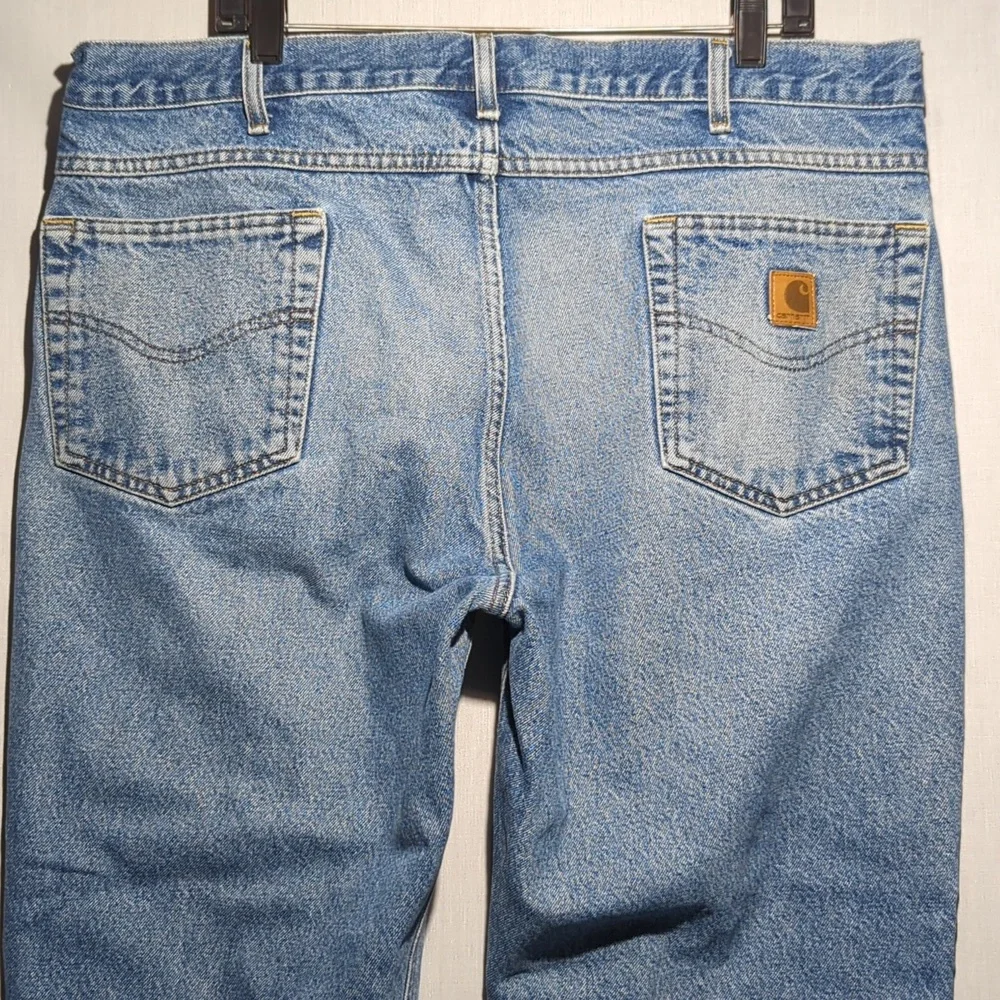 Carhartt Traditional Fit Tapered Straight Leg Mens Jeans Size 40 Leather Logo - Picture 5 of 7